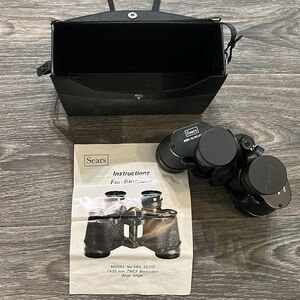 Vintage Sears Binoculars Model 583 25110 Wide Angle 7x35mm Case Covers Japan